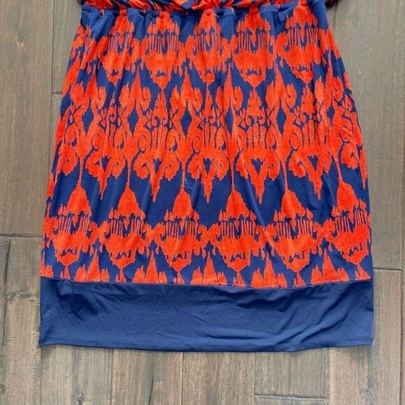 Signature by Sangria Red-Orange & Blue Slit Sleeve Dress 16 - Picture 2 of 6